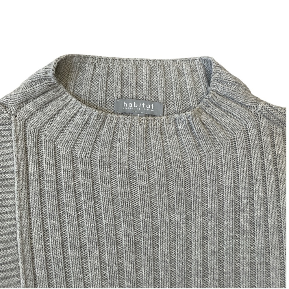 Habitat Textured Mock Neck Sweater 100% Cotton Gray Small Minimalist Neutral - Picture 8 of 14